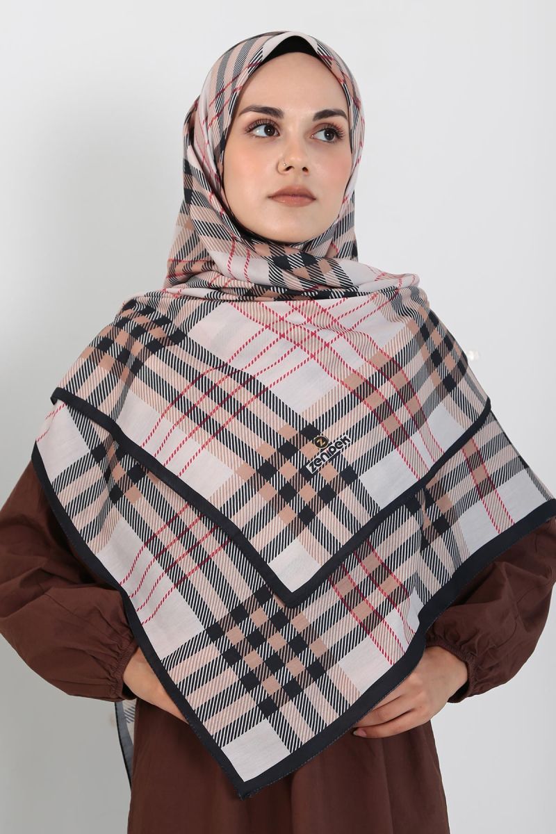 Pamuklu 140cm x 140cm Şal Eşarp - Ekose