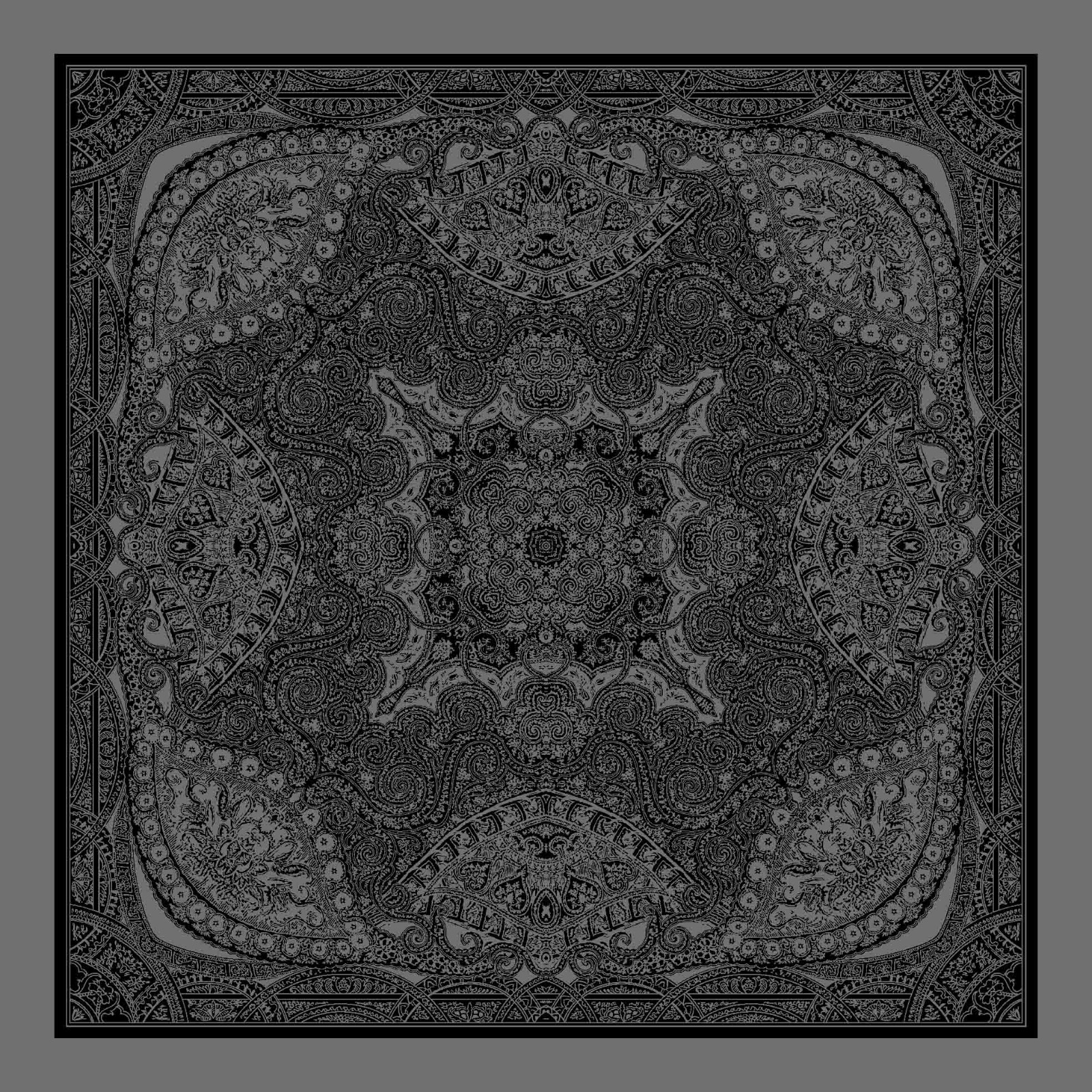 Pamuklu 140cm X 140cm Şal Eşarp - Etnik Siyah Füme