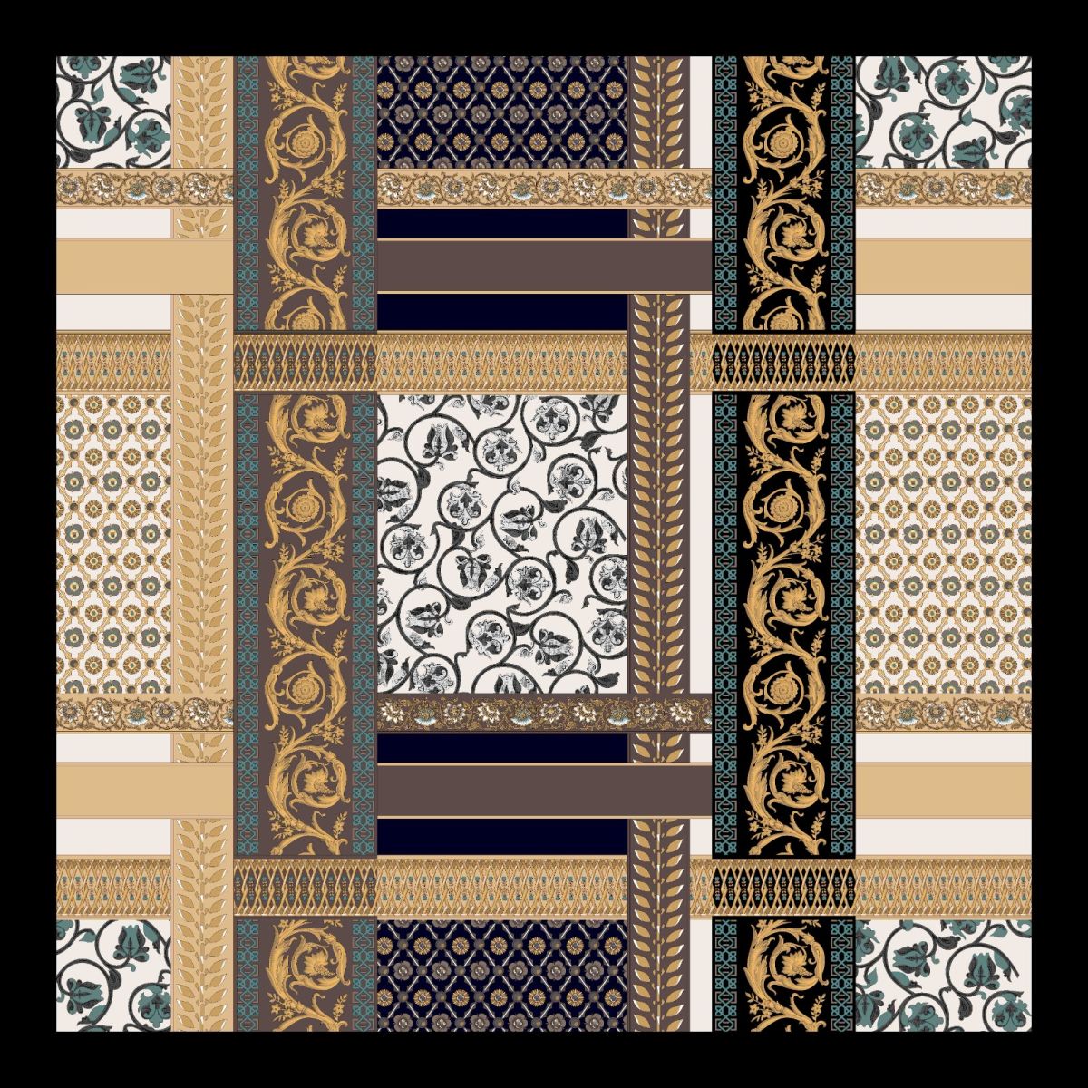 Pamuklu 140cm x 140cm Şal Eşarp - Etnik