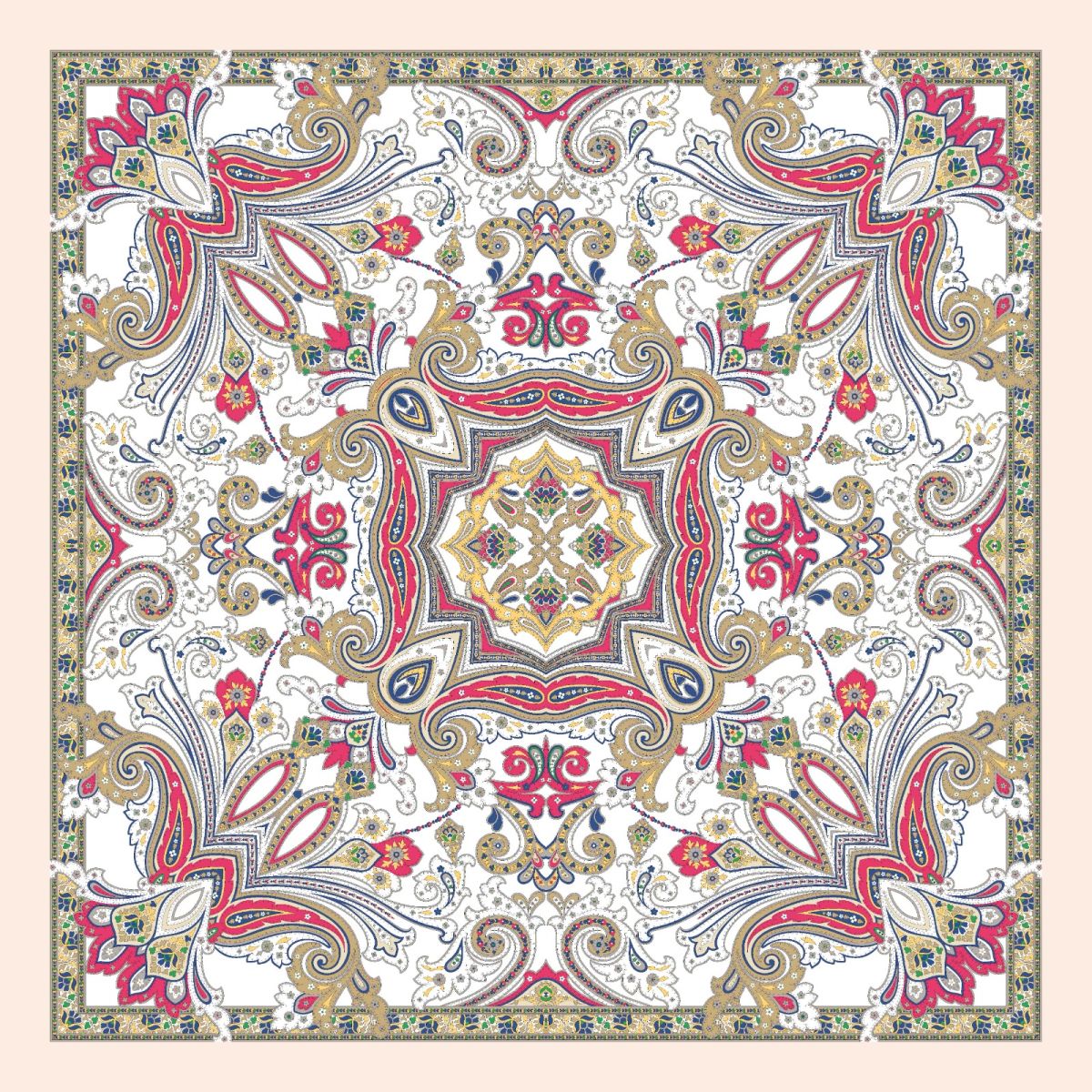 Pamuklu 140cm x 140cm Şal Eşarp - Etnik