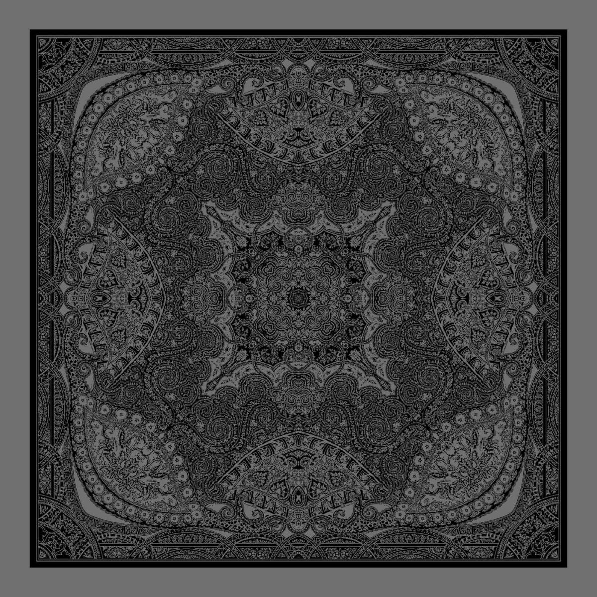 Pamuklu 140cm x 140cm Şal Eşarp - Etnik Siyah Füme