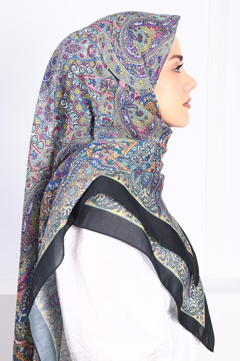 Pamuklu 140cm x 140cm Şal Eşarp - Etnik