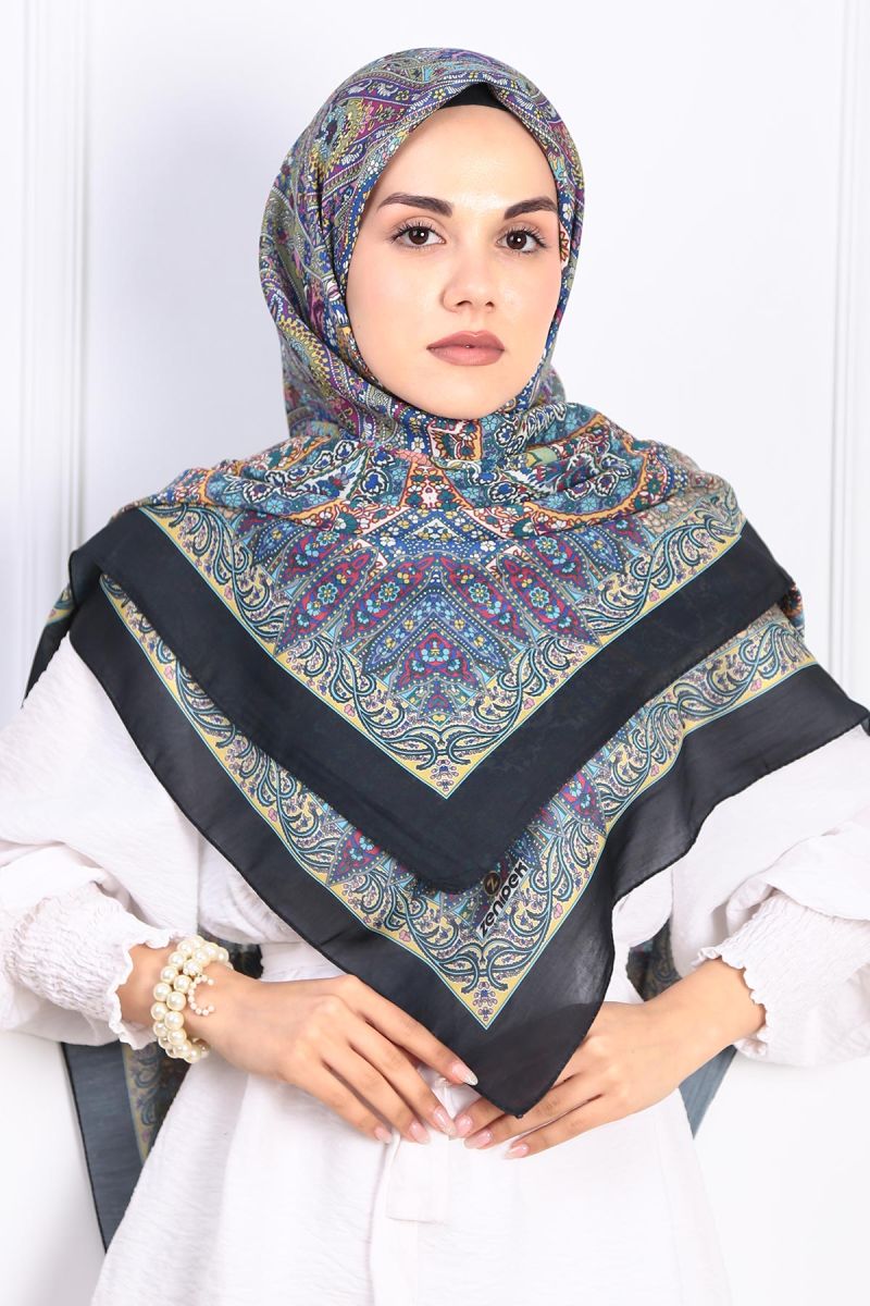 Pamuklu 140cm x 140cm Şal Eşarp - Etnik