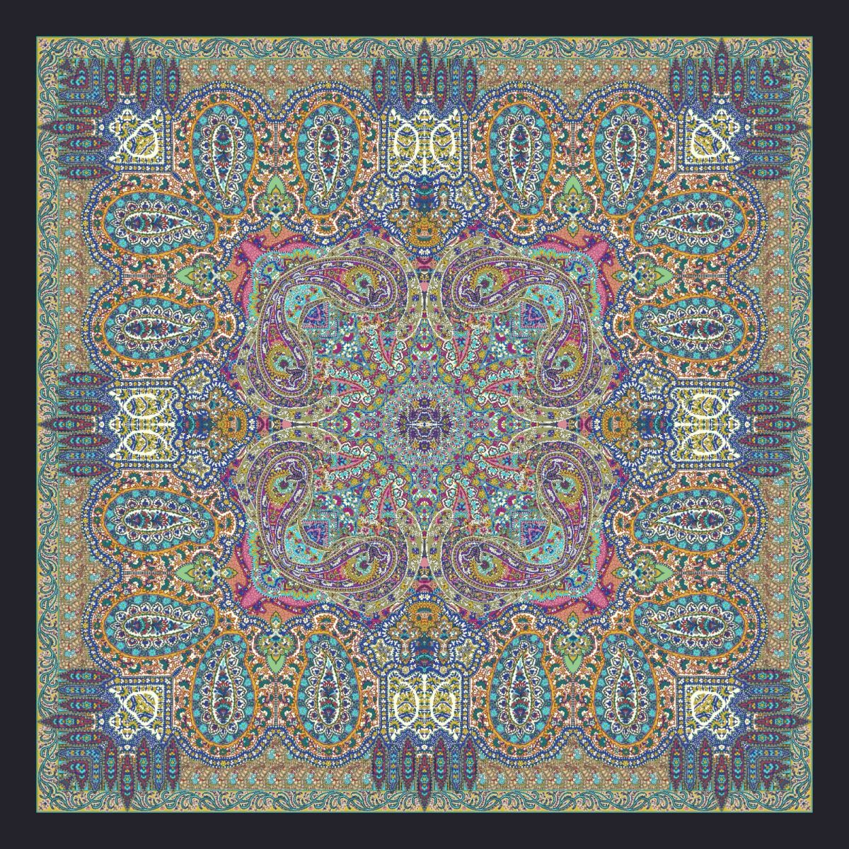 Pamuklu 140cm x 140cm Şal Eşarp - Etnik