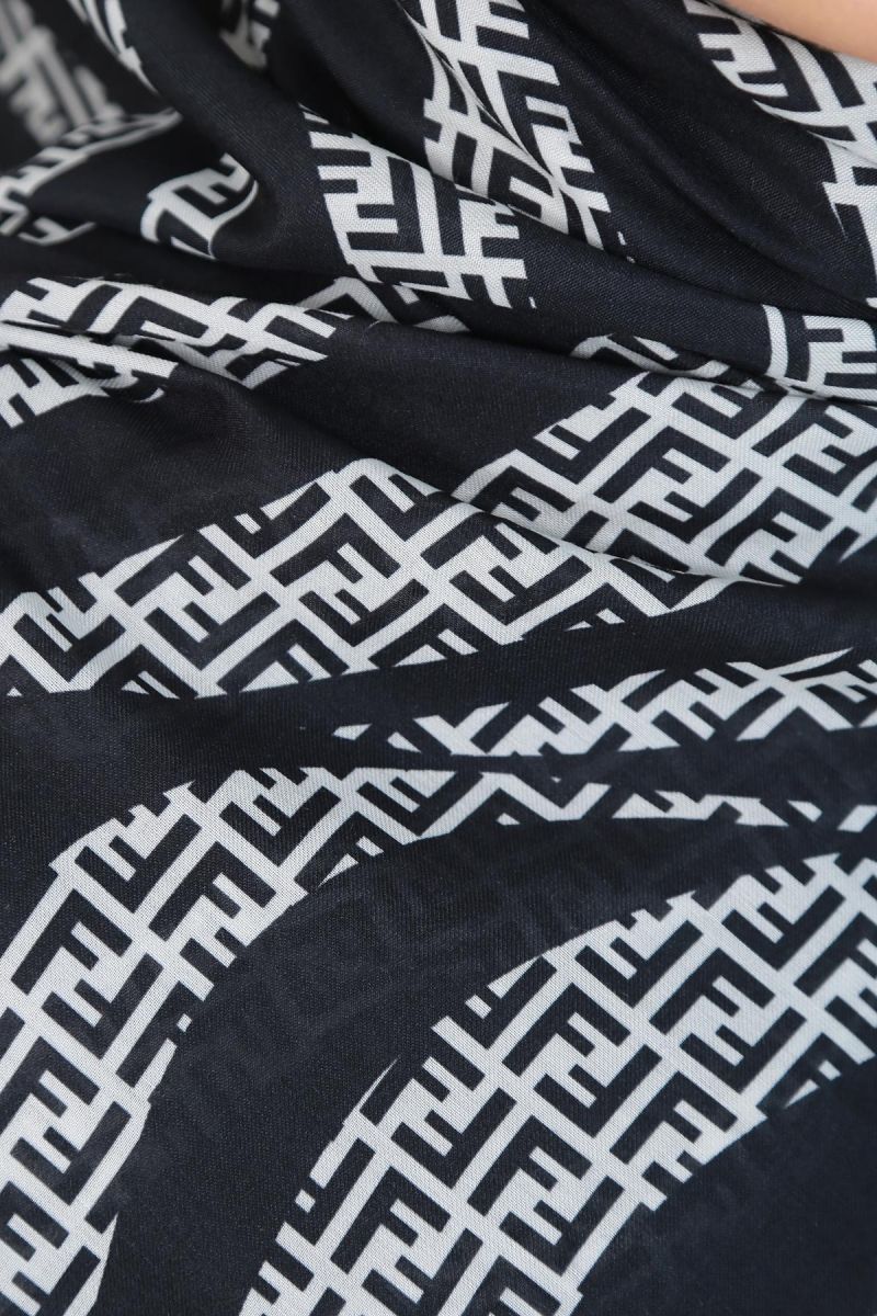 Pamuklu 140cm x 140cm Şal Eşarp - Siyah