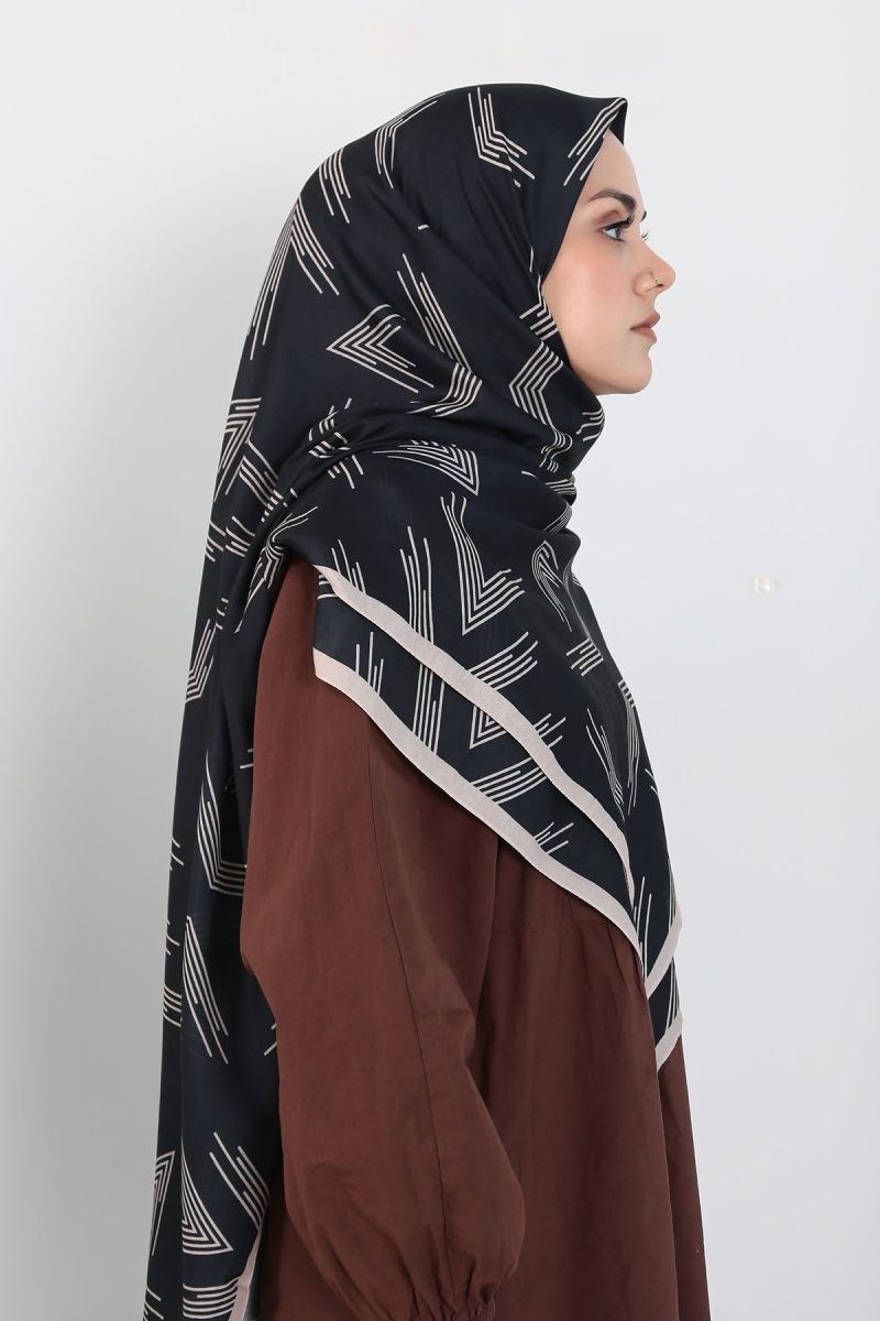 Pamuklu 140cm x 140cm Şal Eşarp - Ok Desen