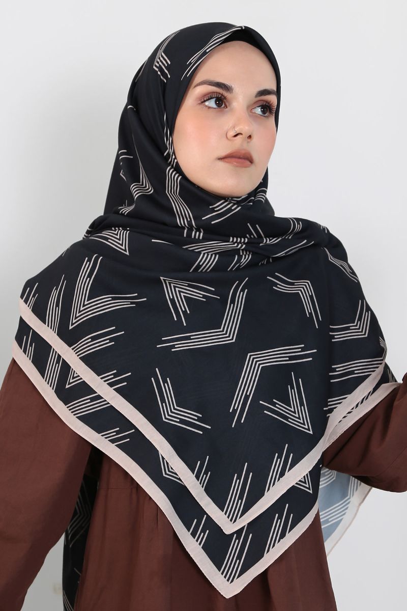 Pamuklu 140cm x 140cm Şal Eşarp - Ok Desen
