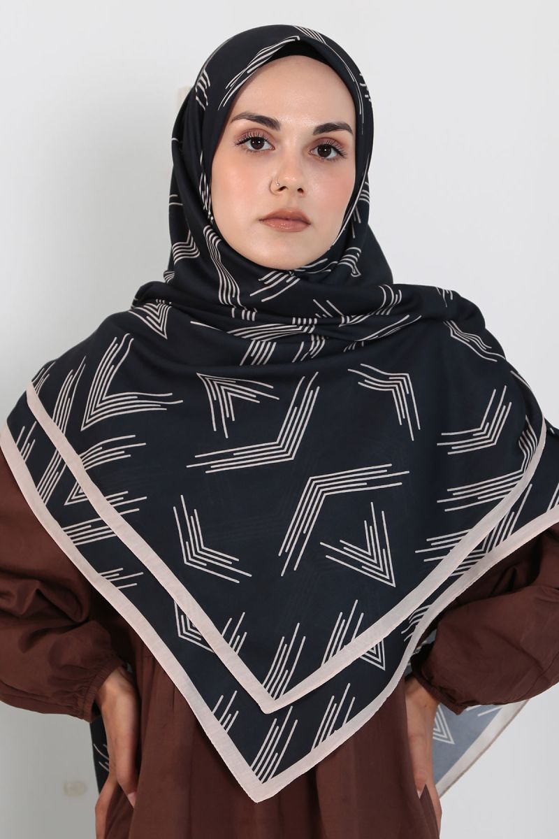 Pamuklu 140cm x 140cm Şal Eşarp - Ok Desen