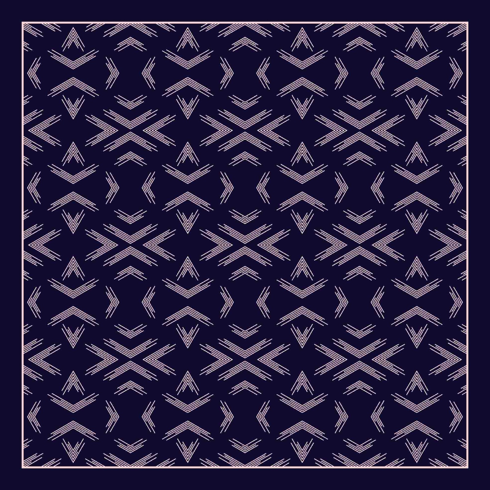 Pamuklu 140cm X 140cm Şal Eşarp - Ok Desen Lacivert Pembe
