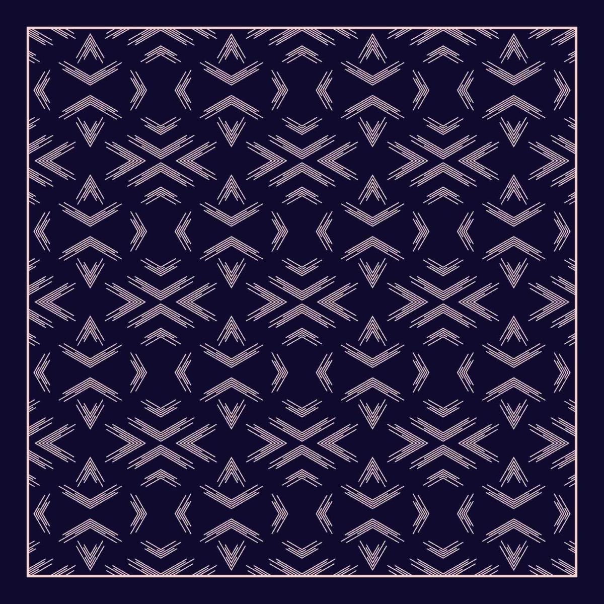 Pamuklu 140cm x 140cm Şal Eşarp - Ok Desen Lacivert Pembe
