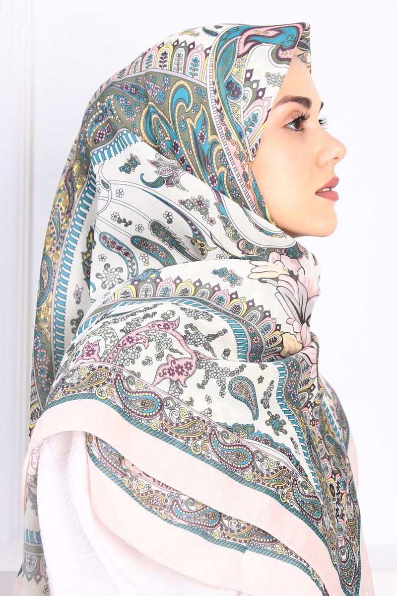 Pamuklu 140cm x 140cm Şal Eşarp - Şal Desen