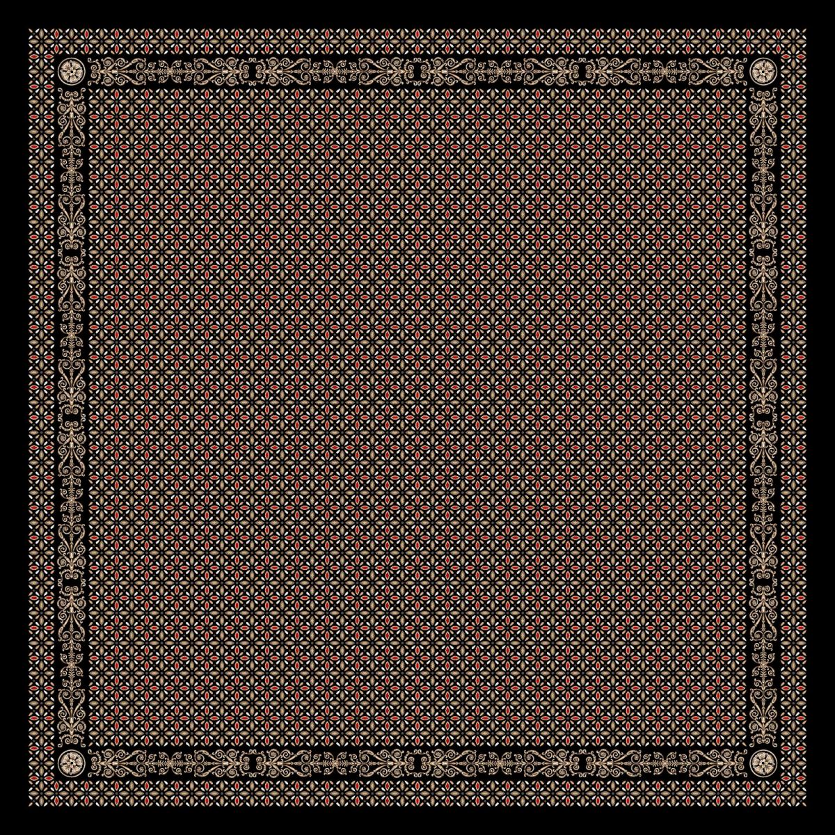 Pamuklu 140cm x 140cm Şal Eşarp - Siyah