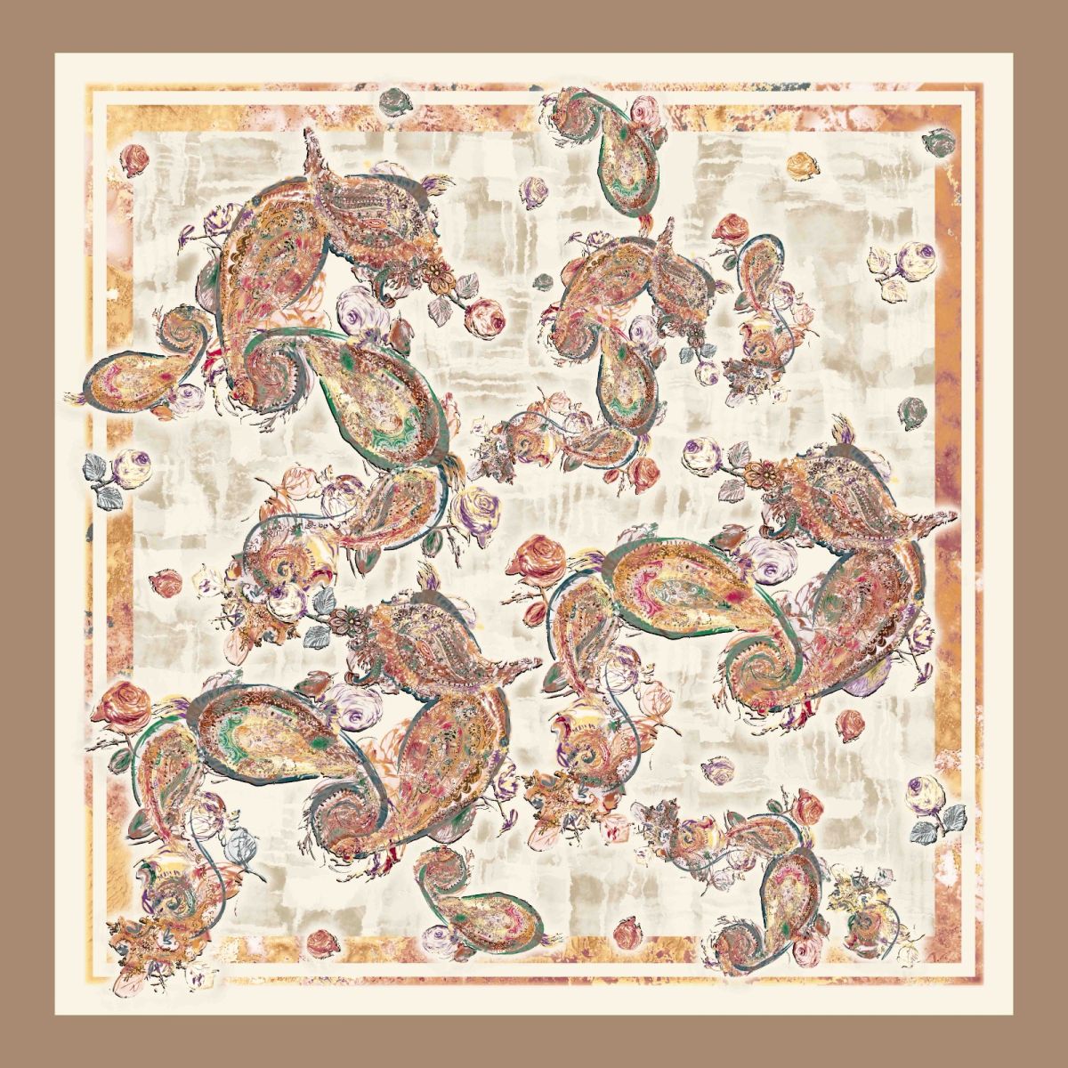 Pamuklu 140cm x 140cm Şal Eşarp - Vizon