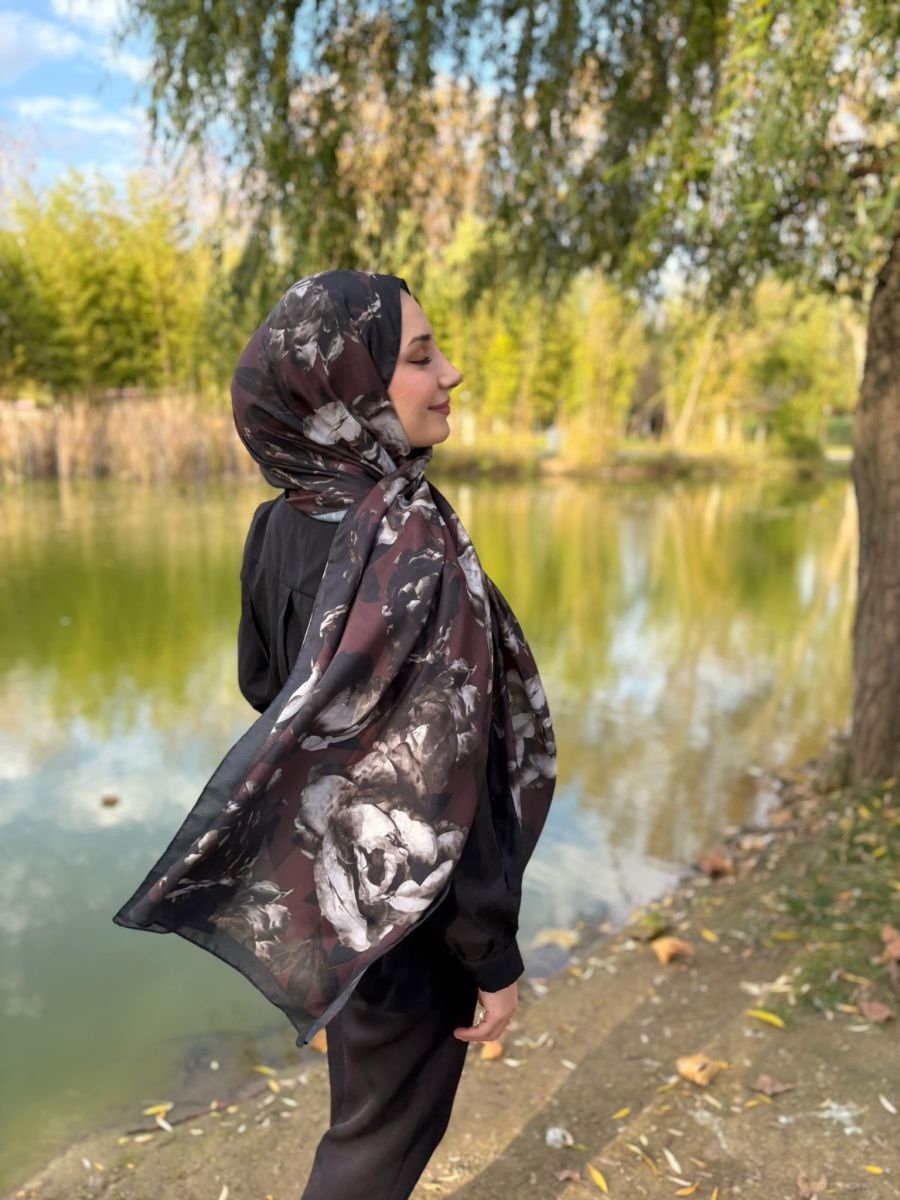 Rossel Şal Bordo Siyah