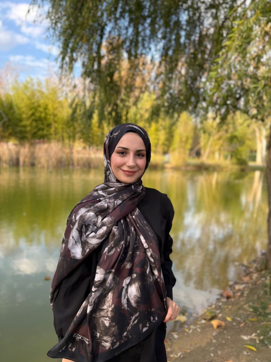 Rossel Şal Bordo Siyah