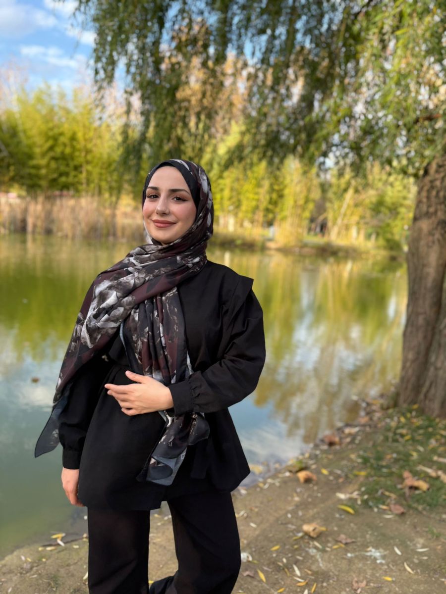 Rossel Şal Bordo Siyah