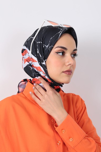 Royal Eşarp - Siyah - Orange - 2