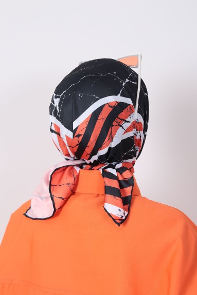 Royal Eşarp - Siyah - Orange - 5