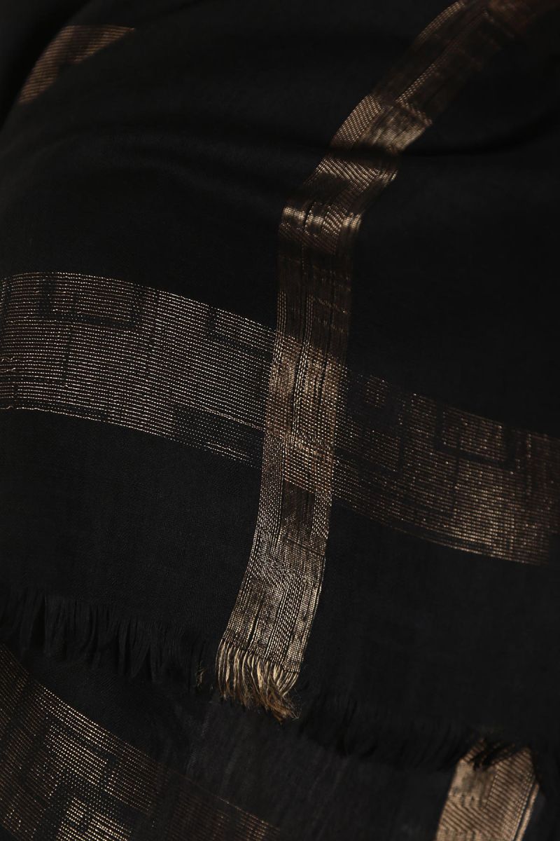 Siyah Gold 140cm x 140cm Eşarp - Kutulu