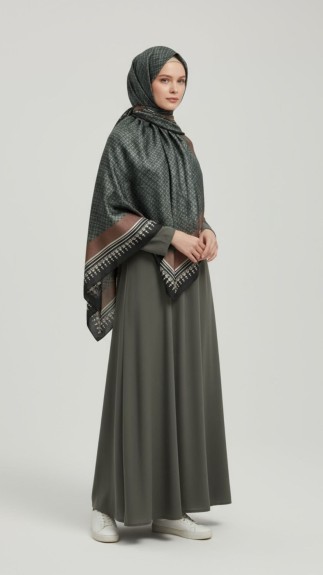  - Vual ipek 120cm x 12cm Eşarp Antrasit