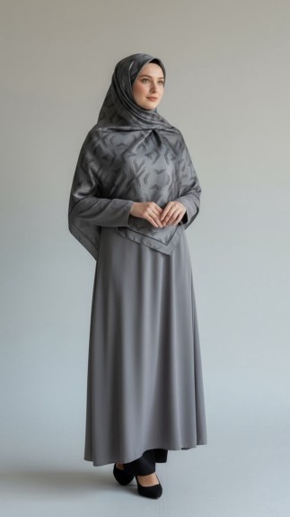  - Vual ipek 120cm x 12cm Eşarp Ok Gri