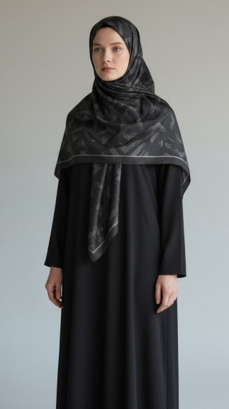  - Vual ipek 120cm x 12cm Eşarp Ok Siyah