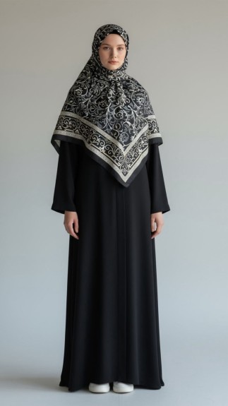  - Vual ipek 120cm x 12cm Eşarp Siyah