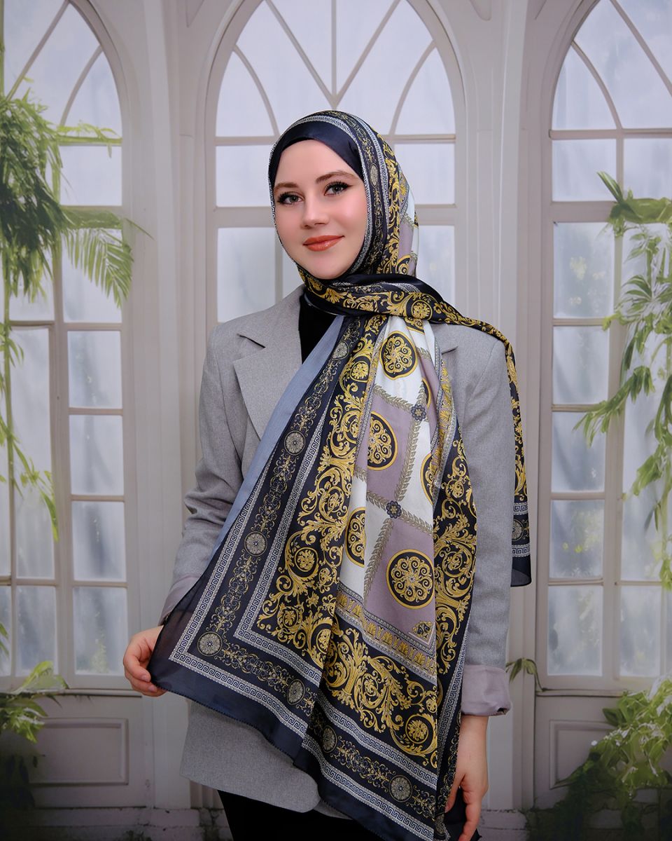 Vual İpek Şal Versace Desen - Bej