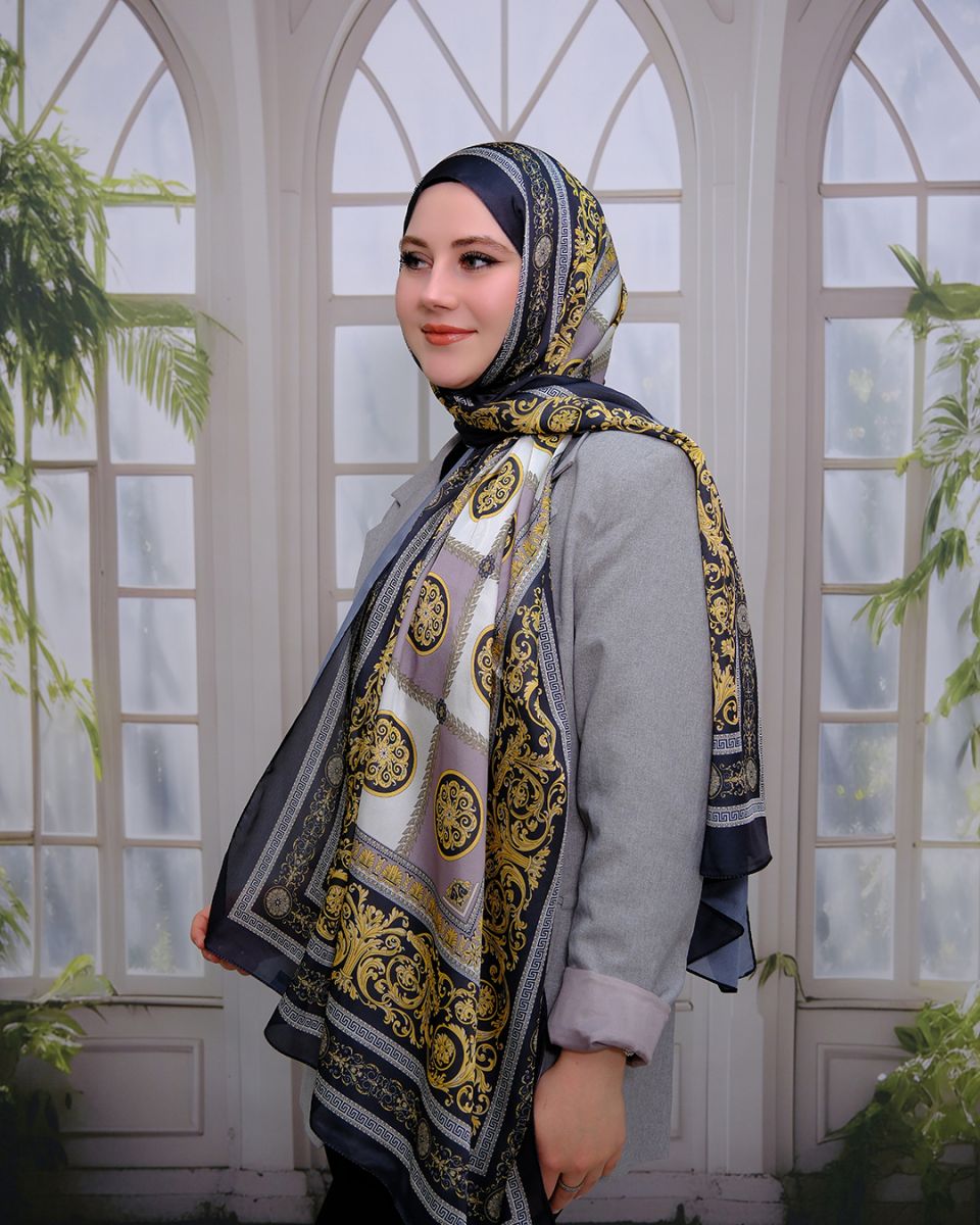 Vual İpek Şal Versace Desen - Bej