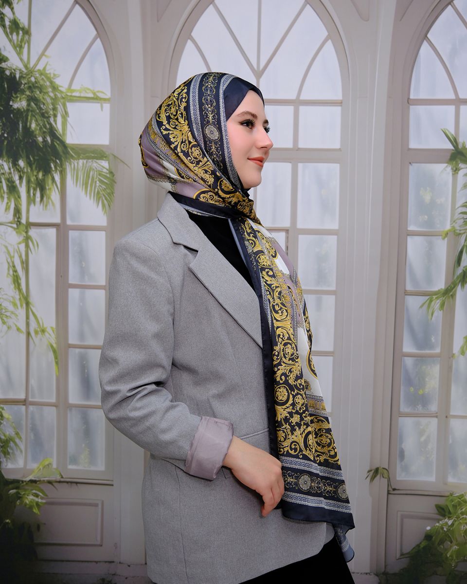 Vual İpek Şal Versace Desen - Bej