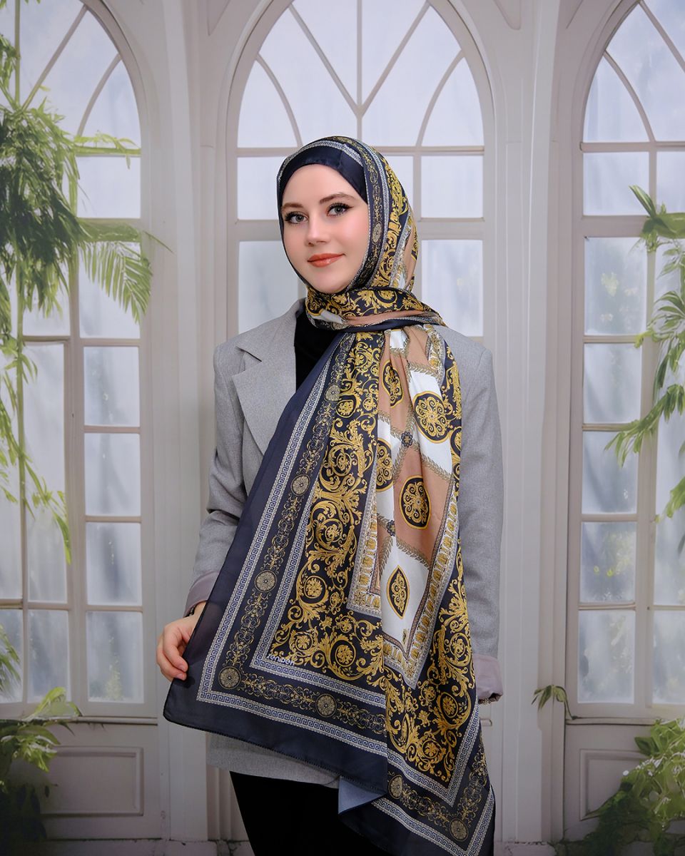 Vual İpek Şal Versace Desen - Camel
