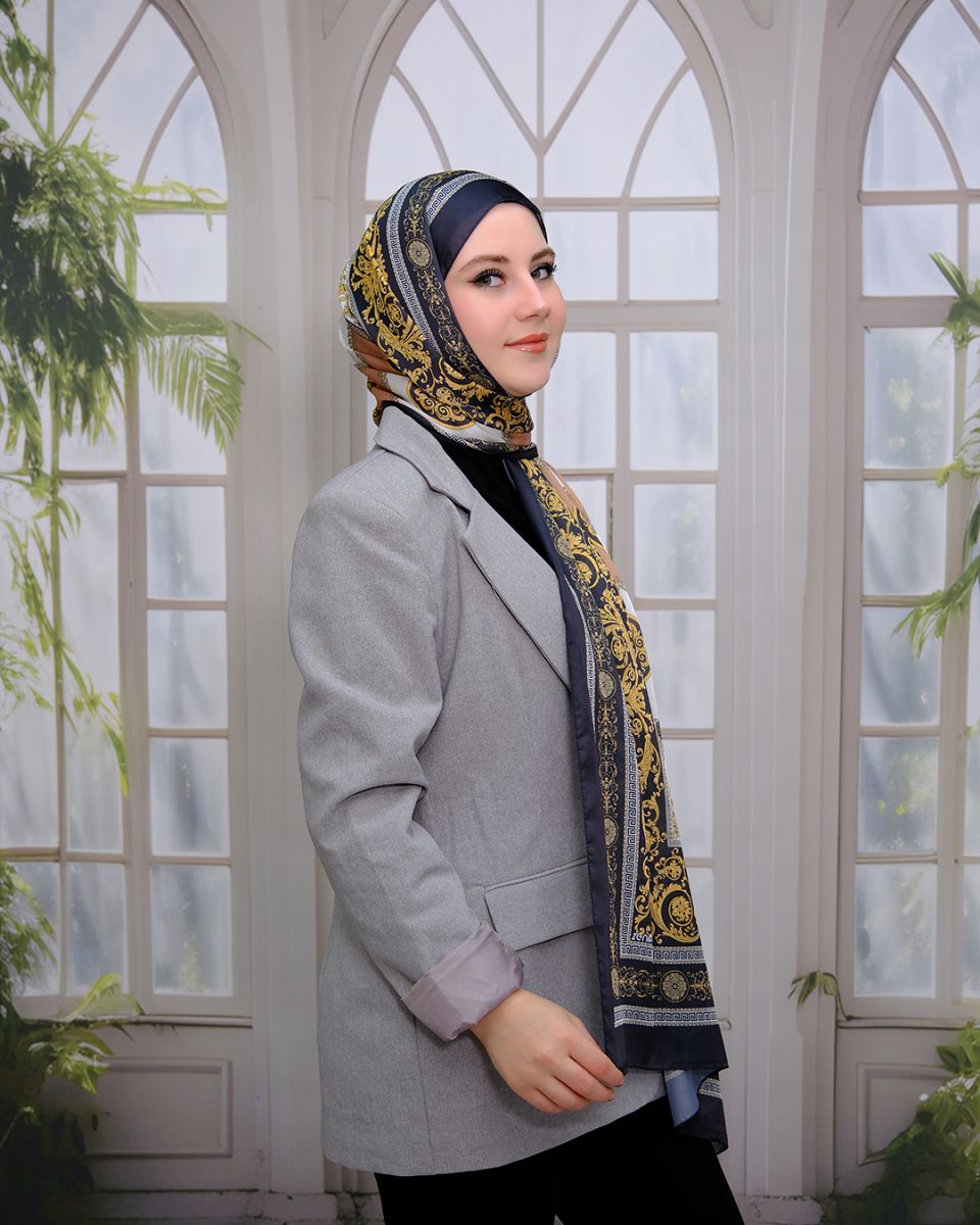 Vual İpek Şal Versace Desen - Camel