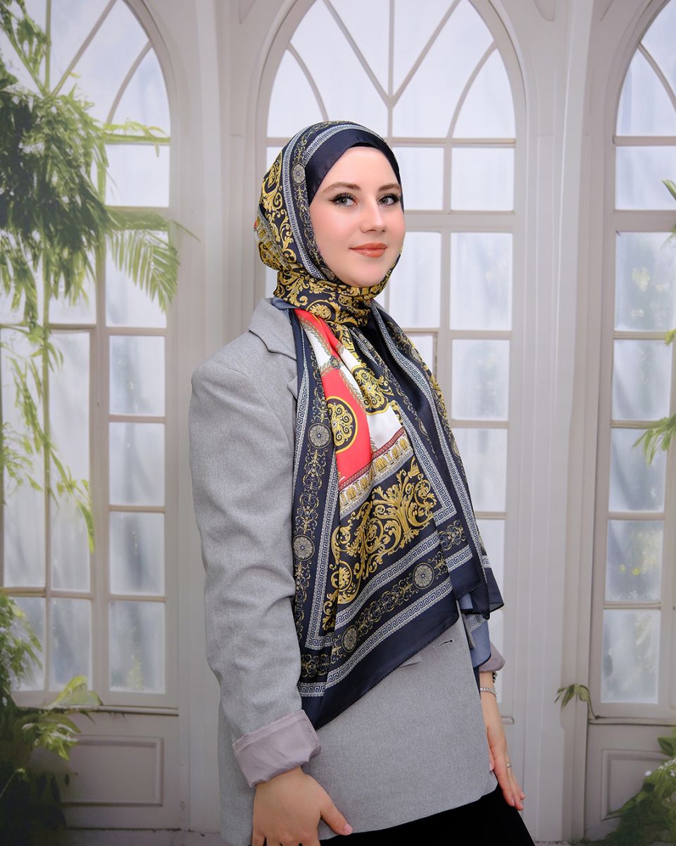 Vual İpek Şal Versace Desen - Kırmızı