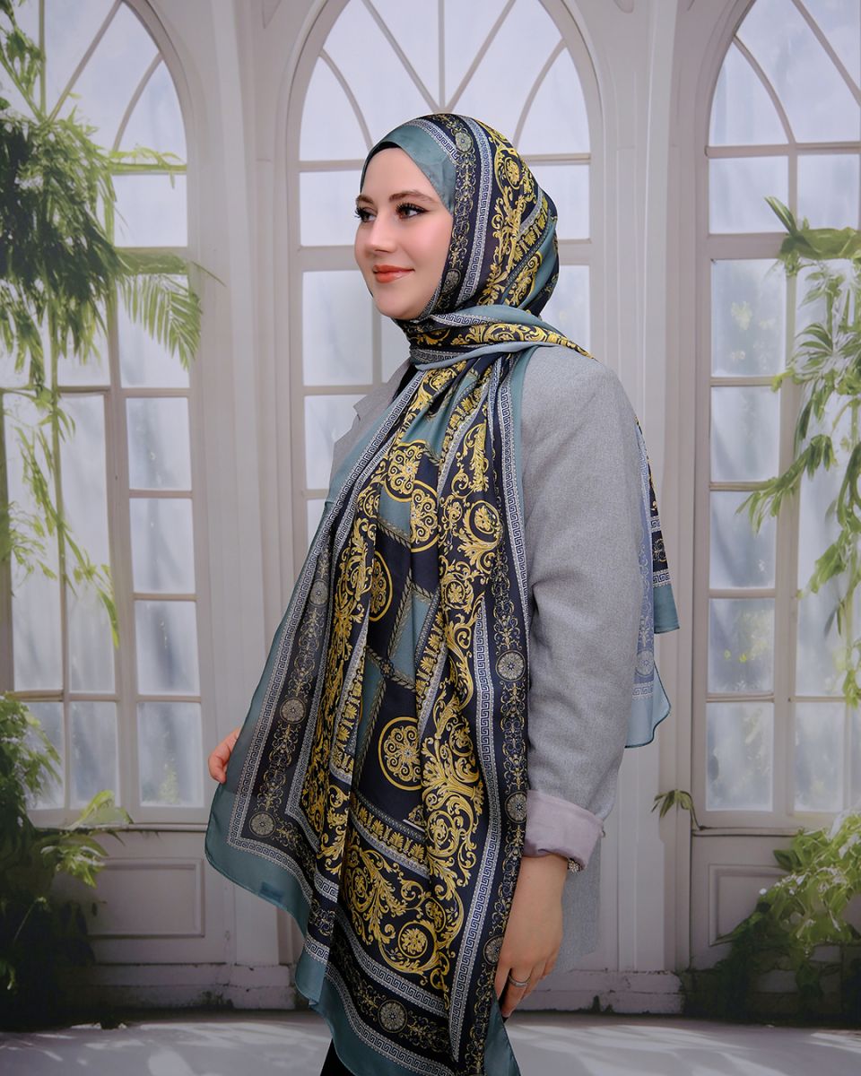 Vual İpek Şal Versace Desen - Mint