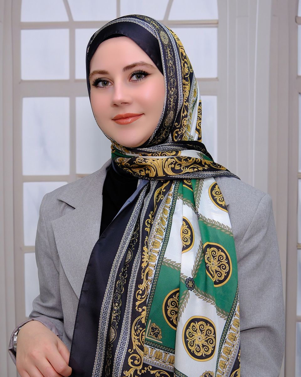 Vual İpek Şal Versace Desen - Zümrüt