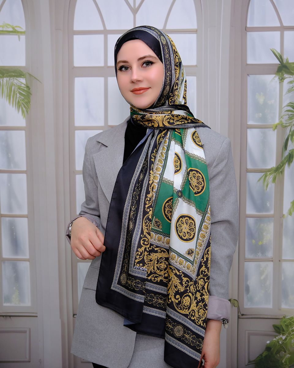 Vual İpek Şal Versace Desen - Zümrüt
